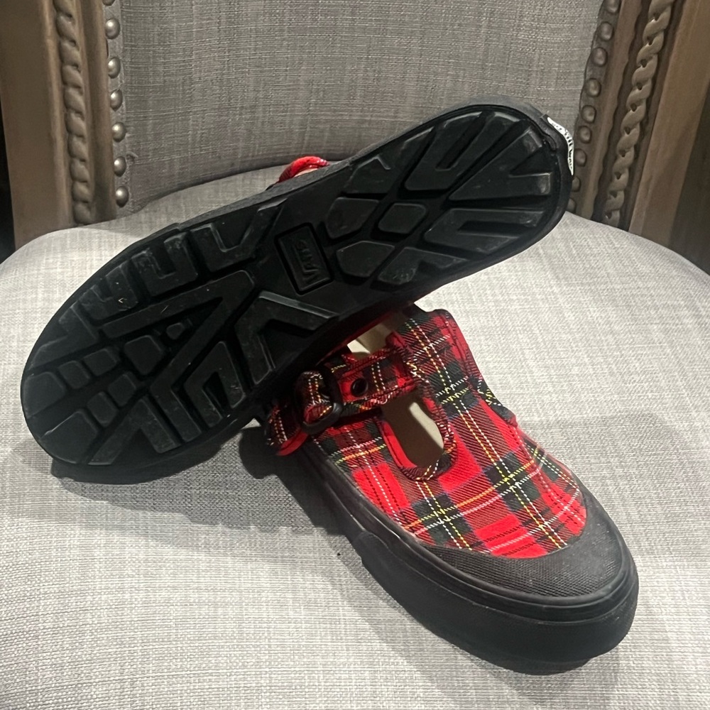 Red Plaid Mary Jane Shoes vans size 8 - Picture 3 of 5